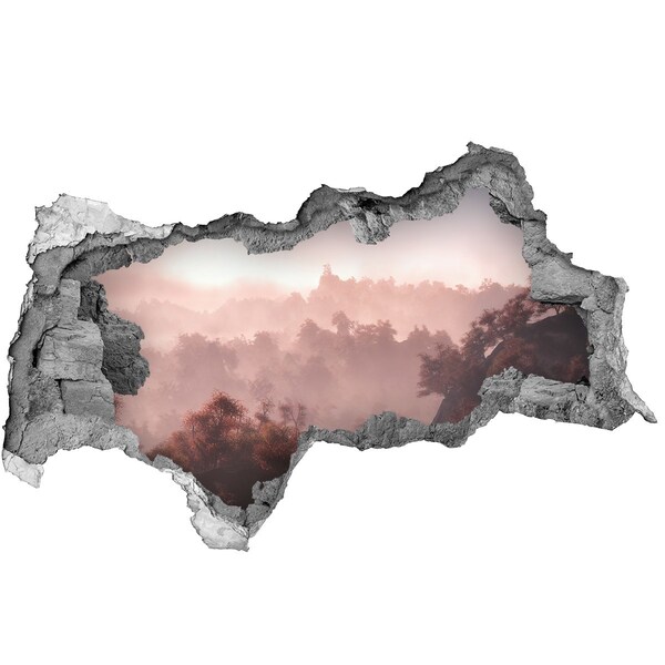 Hole in the wall sticker Mountain landscape in the morning
