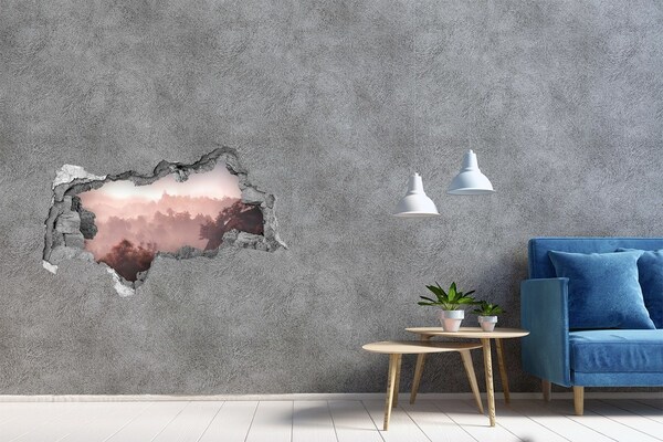 Hole in the wall sticker Mountain landscape in the morning