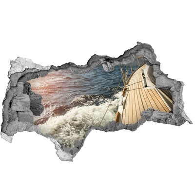 Hole in the wall decal Cruise on a stormy sea