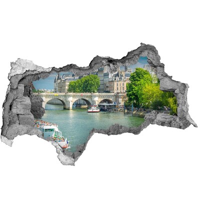 Hole wall sticker View of Paris through a hole in the wall