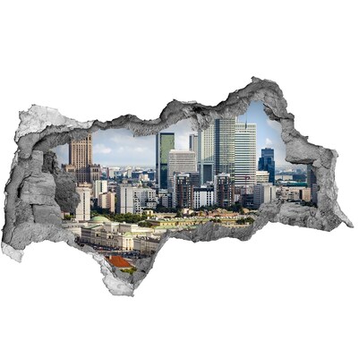 Hole in the wall sticker View of the modern city