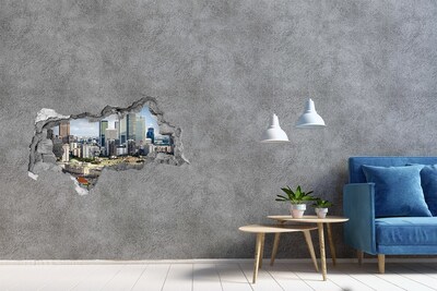 Hole in the wall sticker View of the modern city