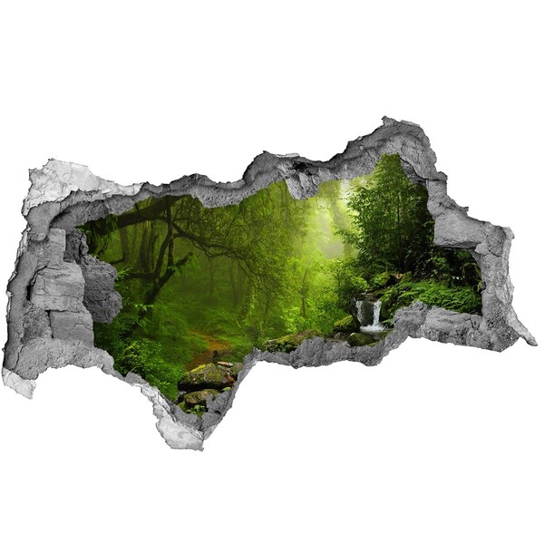 Hole in the wall decal Green forest with a waterfall