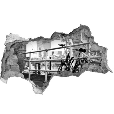 Hole wall sticker A bicycle at the city quay