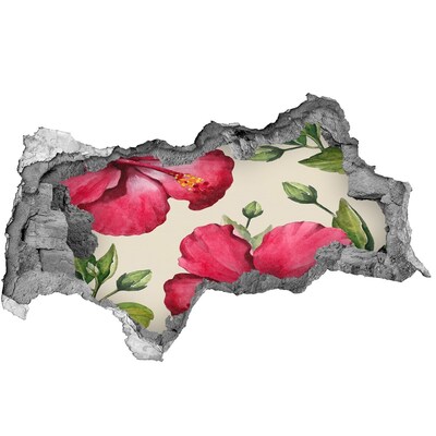 Hole wall sticker Hibiscus flowers through a hole in the wall