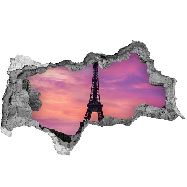 Hole wall sticker The Eiffel Tower at sunset