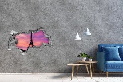 Hole wall sticker The Eiffel Tower at sunset