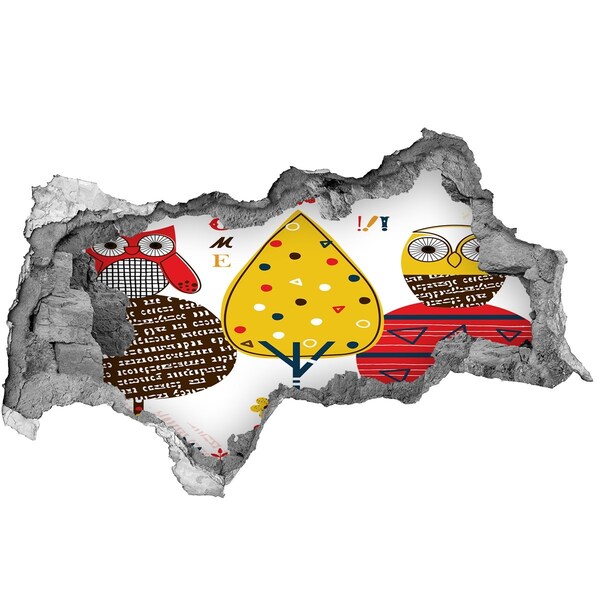 Hole wall sticker Colorful trees in a hole in the wall