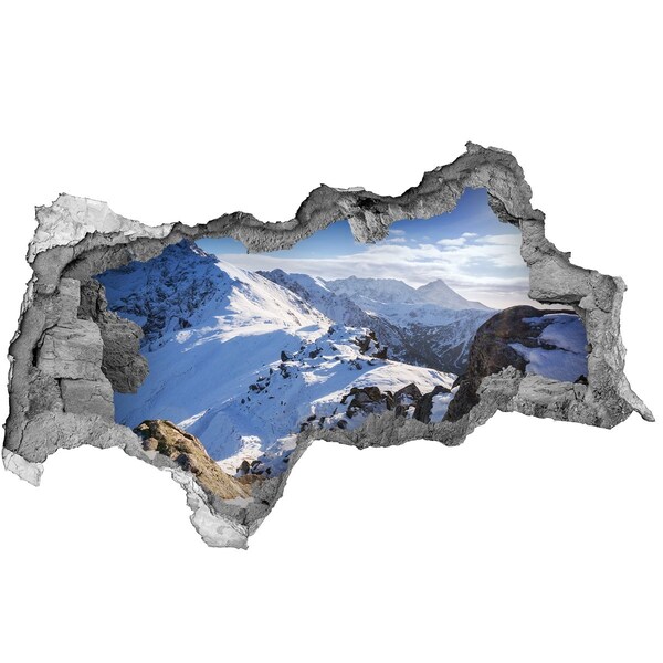 Hole in the wall decal Mountain landscape in winter scenery