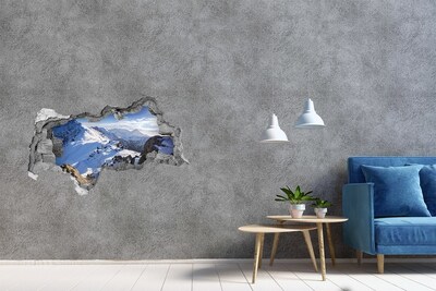 Hole in the wall decal Mountain landscape in winter scenery