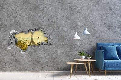 Hole wall sticker The Eiffel Tower in Paris