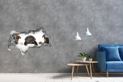 Hole in the wall sticker Sweet puppy from behind the wall