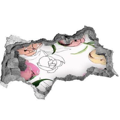 Hole wall sticker A floral mural behind a damaged wall