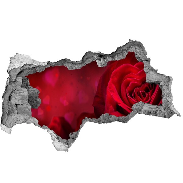 Hole in the wall sticker Red roses in hearts