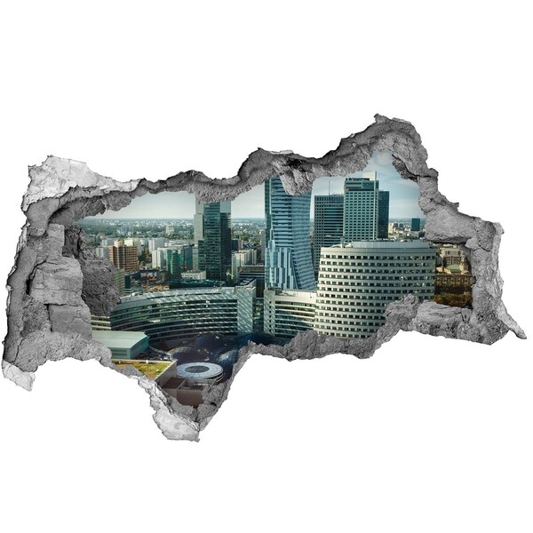 Hole in the wall sticker View of the modern city