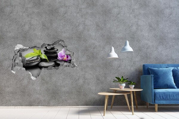 Hole in the wall decal A relaxing view with stones and plants