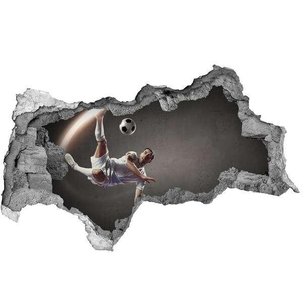 Hole in the wall decal Football jump in action