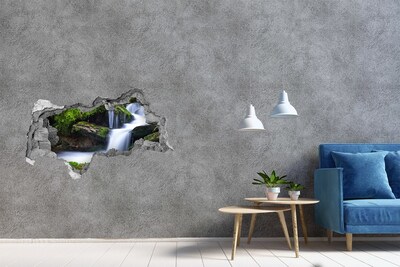 Hole in the wall sticker Waterfall in the forest