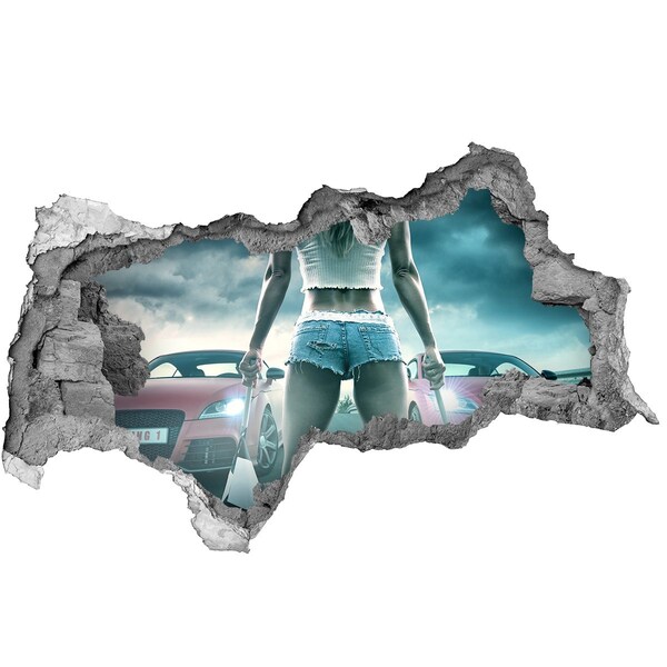 Hole in the wall sticker Racing emotions