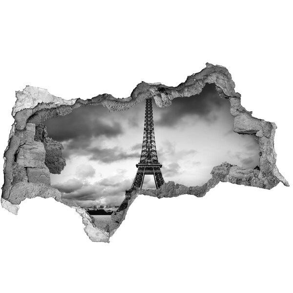 Hole wall sticker The Eiffel Tower in a monochromatic style