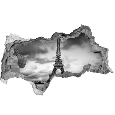Hole wall sticker The Eiffel Tower in a monochromatic style