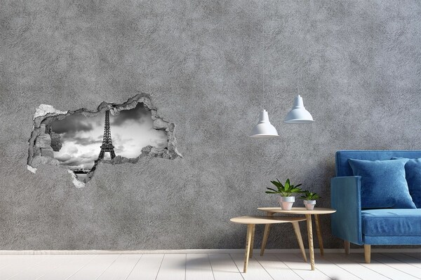 Hole wall sticker The Eiffel Tower in a monochromatic style