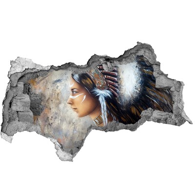 Hole in the wall sticker Portrait of an Indian warrior woman