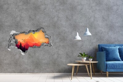 Hole in the wall decal Sunset in the mountains