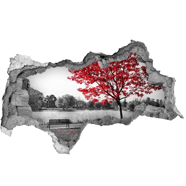 Hole wall sticker Autumn in the park