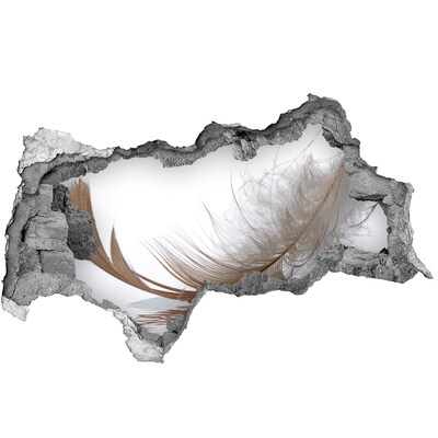 Hole in the wall decal Delicate feathers in the water