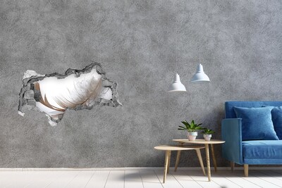 Hole in the wall decal Delicate feathers in the water