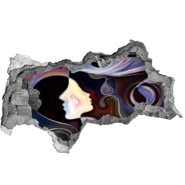 Hole wall sticker Faces in the chaos of colors