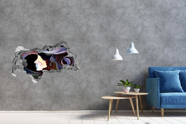 Hole wall sticker Faces in the chaos of colors