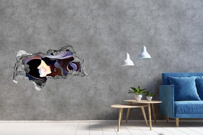 Hole wall sticker Faces in the chaos of colors