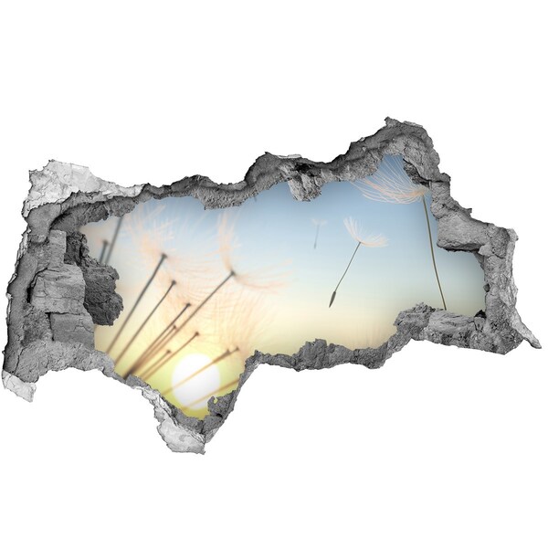 Hole in the wall sticker Flower landscape at sunrise