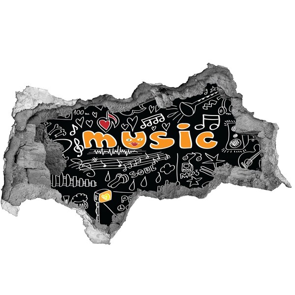 Hole wall sticker The musical world behind the wall