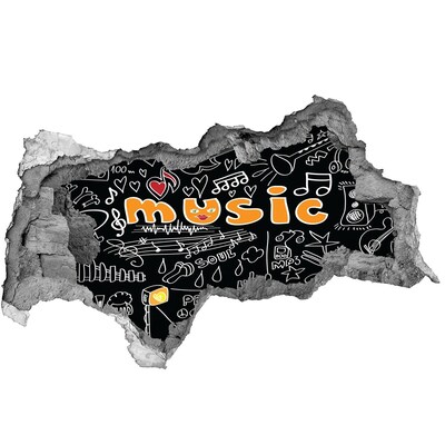 Hole wall sticker The musical world behind the wall