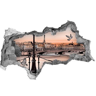 Hole wall sticker Paris sunset