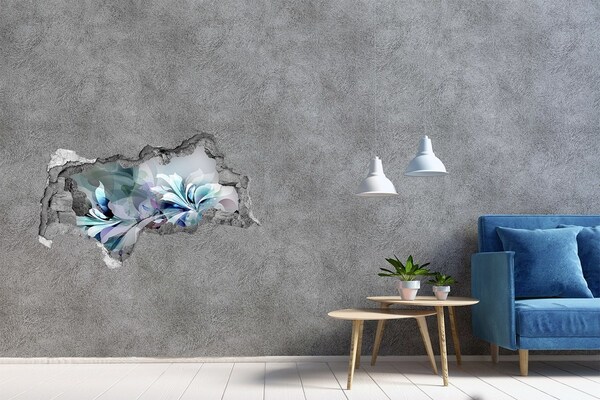 Hole in the wall sticker Floral illusion in concrete