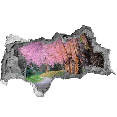Hole wall sticker A spring walk among the blooming trees