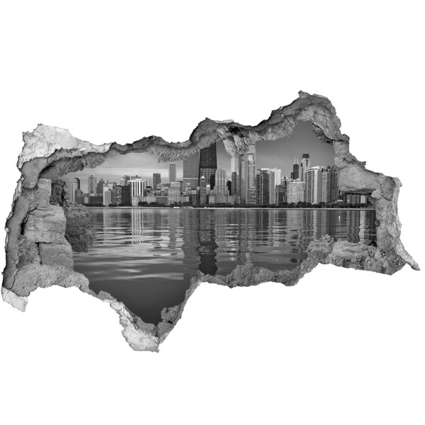 Hole in the wall sticker View of the city from the water