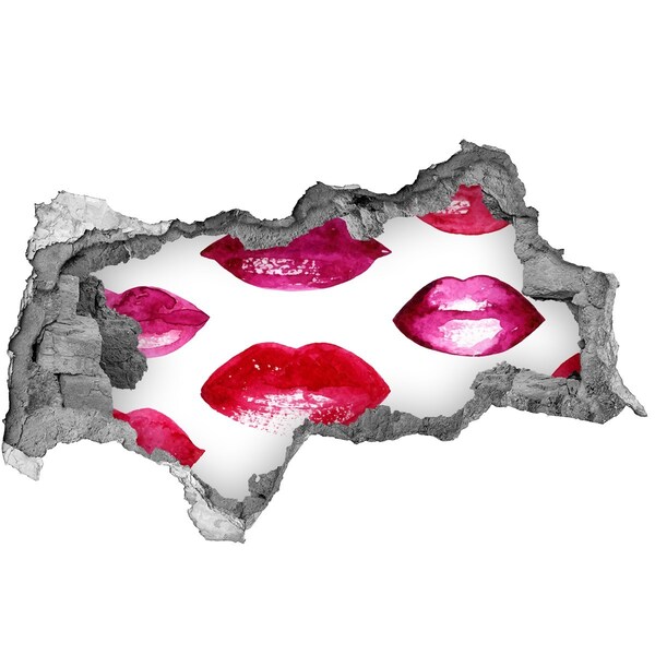 Hole wall sticker Lips in rainbow colors
