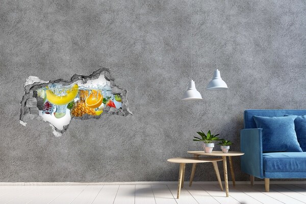 Hole in the wall sticker Fruit waterfall in concrete