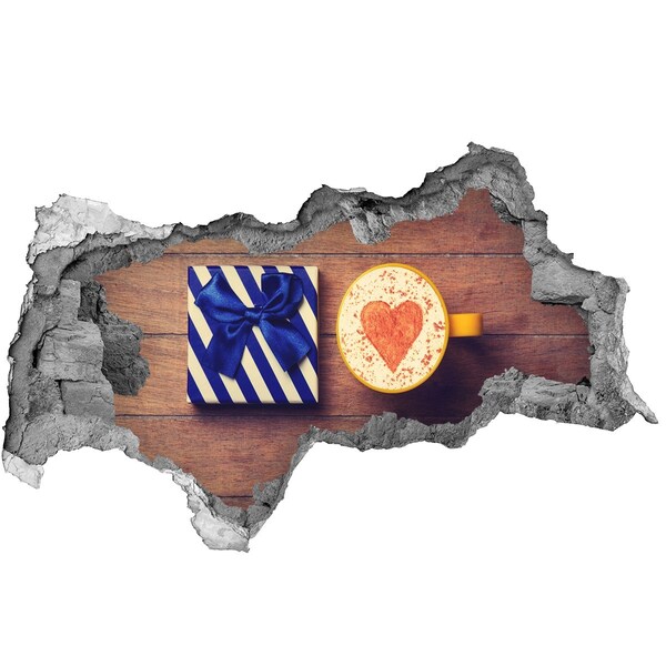 Hole in the wall decal Coffee gift with a heart