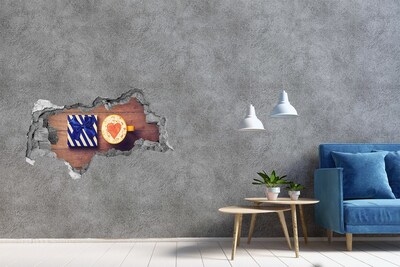 Hole in the wall decal Coffee gift with a heart