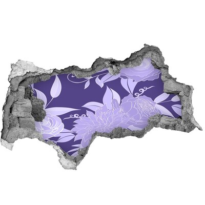 Hole wall sticker Floral motif on a purple background