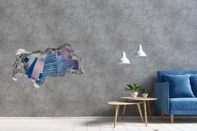 Hole in the wall decal Modern city through a hole in the wall