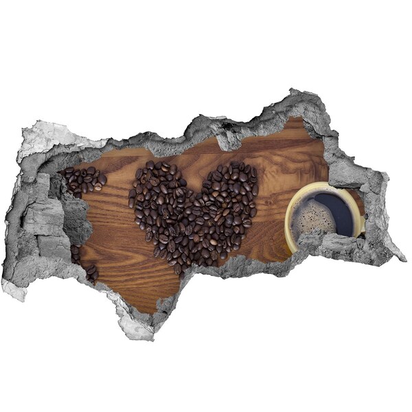 Hole in the wall decal Coffee and a heart of beans