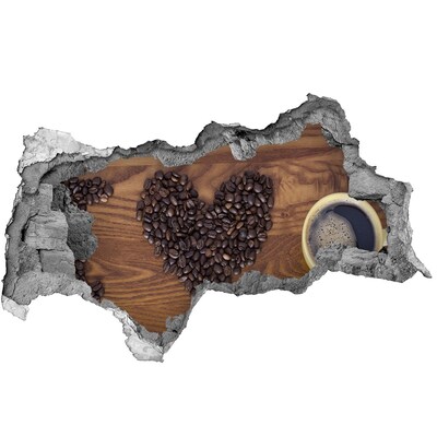 Hole in the wall decal Coffee and a heart of beans