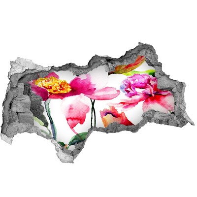 Hole in the wall decal Flower garden behind the wall